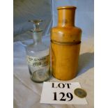 A treen fruit wood case containing a bottle with label for 'Boots pure Glycerine' est: £30-£50 (N2)