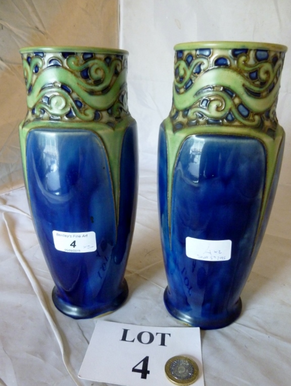 A pair of Doulton Art Deco vases est: £80-£120 (A3)