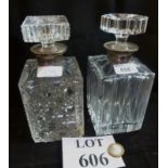 Two silver collared Whisky decanters (a/f) est: £50-£80 (G1)