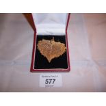 14ct yellow gold leaf pendant (55 x 52 mm) boxed est: £45-£65