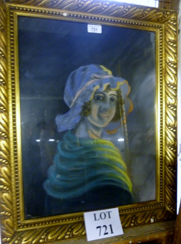 A framed and glazed pastel portrait study of a lady est: £25-£45