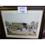 An ebony and gilt framed and glazed coloured engraving 'The Enterprise Steam Omnibus' which