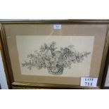 A framed and glazed pen & ink still life study of flowers in a vase signed Gordon Davies 1948 est: