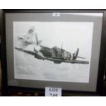 A framed and glazed limited edition Spitfire print 'No 92 Squadron Spitfire's' signed mono A.