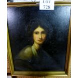 A gilt framed oil on board portrait study of a lady (a/f due to heat exposure) est: £25-£45