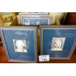 A box containing five framed and glazed portrait studies of various Men and Women all signed Coram