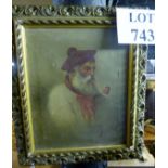 A small gilt framed oil on canvas portrait of an old fisherman signed indistinctly lower right est: