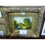 A gilt framed oil on board country landscape scene signed Fonteyn lower left est: £50-£80