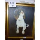 A gilt framed oil on board study of a Springer Spaniel signed Robin Duff est: £50-£80