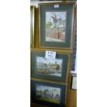 Three framed and glazed watercolour village scenes from Stratford on Avon to include 'A Dirty Duck