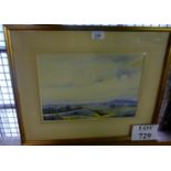 A framed and glazed watercolour country hillside landscape scene signed E Bouster lower right est: