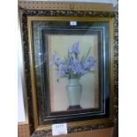 An ornately framed and glazed coloured print still life study of flowers in a vase est: £30-£50