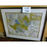 A framed and glazed map of Hertfordshire and surrounding towns est: £25-£45