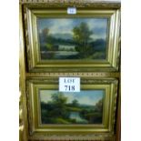 A pair of lake 19c/early 20c oil on board country landscape/river scenes est: £50-£80