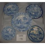 Ten mainly early 19c blue and white Spode plates est: £30-£50 (A3)