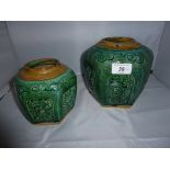 Two 19c green Chinese ginger jars est: £30-£50 (B12)