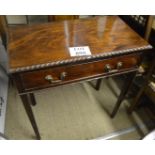 An Edwardian mahogany side table with a frieze drawer over square legs est: £30-£50