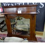 An Edwardian mahogany inlaid over mantel mirror in good condition est: £50-£80