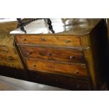 A 19c French commode chest of four long drawers with brass handles est: £80-£120