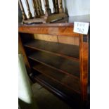 A mahogany open bookcase with boxwood and ebony stringing (49" x 13.