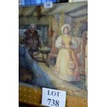 An unframed watercolour interior tavern scene signed indistinctly lower right purportedly an