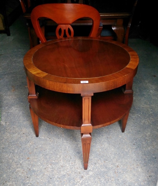A 20c mahogany round two tier lamp table made by Lane est: £40-£60