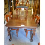 An early 20c mahogany wind out dining table with one extra leaf and cabriole legs est: £100-£150