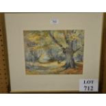 A framed watercolour on paper country woodland scene est: £20-£40