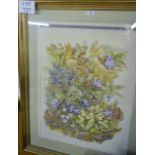 A large framed and glazed watercolour still life study of wild flowers est: £70-£100