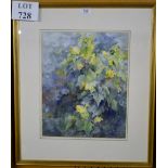 A framed and glazed watercolour study of flowers signed indistinctly lower right label verso reads