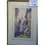 A framed and glazed 19th century watercolour street scene 'Fuentarabia' signed Charles Rousse lower