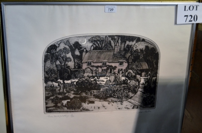 A framed and glazed Graham Clarke limited edition print 'Thomas Hardy's Cottage' (29/350) signed in