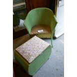 A Lloyd Loom painted chair and linen basket est: £40-£60