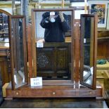 A 20c birds eye maple table top mirror with three mirrored panels over three drawers est: £50-£80