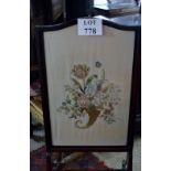 An Edwardian mahogany framed fire screen with lift up silk panel est: £20-£30