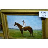 A framed oil on canvas study of a jockey on horseback signed H A Knappert lower right (33 x 47 cm