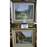 A pair of oil on board Sissinghurst Castle grounds est: £30-£50