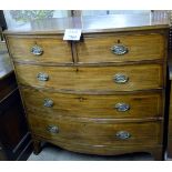 A George III mahogany cross banded bow front chest with box wood stringing est: £150-£250