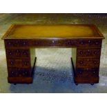 A 19c burr walnut and oak pedestal desk in good condition est: £650-£750