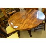 A superb 19c rosewood tilt top dining table with high quality pedestal base est: £300-£500