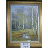 A framed 20c mixed media woodland scene signed lower left Terrance Evans est: £100-£150