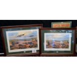 WWII Interest: Two framed and glazed coloured prints, Kent scenes after Nicholas Trugidan,