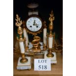 A French gilt metal and alabaster clock garniture (a/f) est: £40-£80 (F28)