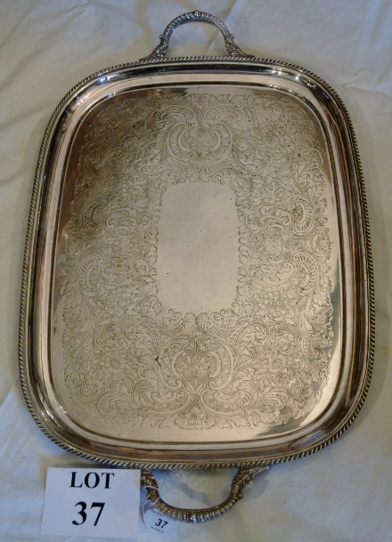 A large decorative silver plated tray originally from Harrods est: £40-£60 (G3)