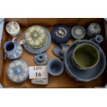 Nineteen pieces of Wedgwood mostly blue and green Jasperware est: £40-£60 (A4)