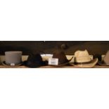 A collection of six hats to include Stetsons,