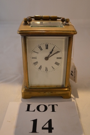 A brass carriage clock est: £40-£60 (N2)