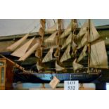 A model of an old three masted schooner est: £30-£50 (AB1)