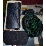 Three vintage evening bags (two beaded and one velvet) excellent condition est: £20-£40