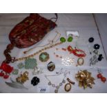 A quantity of mainly vintage jewellery to include a coral necklace,